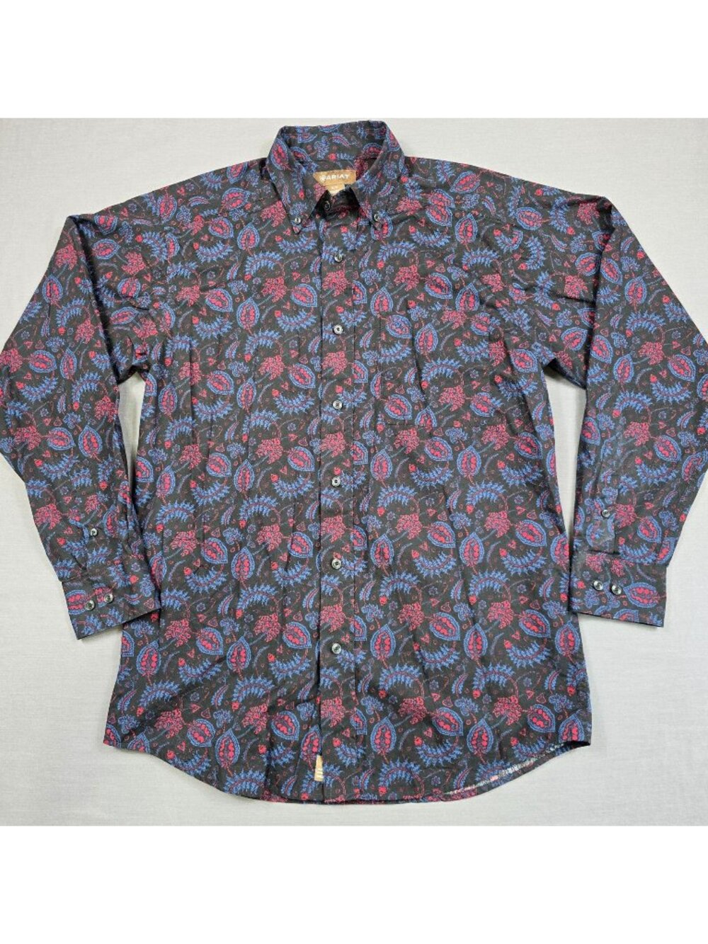 Ariat Small Mens Button-Up Shirt Multicolor Paisley 100% Cotton Long Sleeve